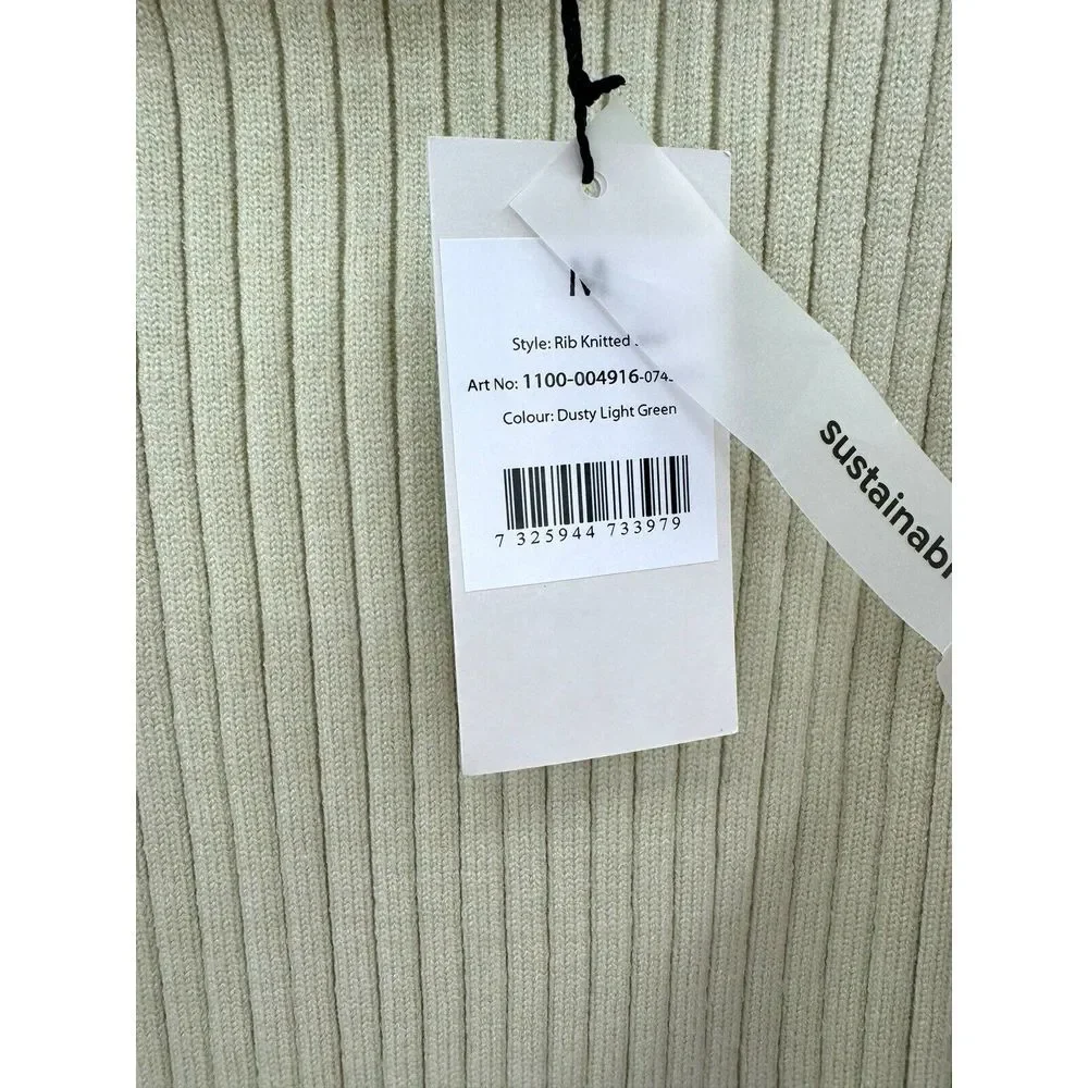NWT Na-Kd Dusty Light Green Stretch Knit Ribbed Bandage Pencil Knit Skirt Medium